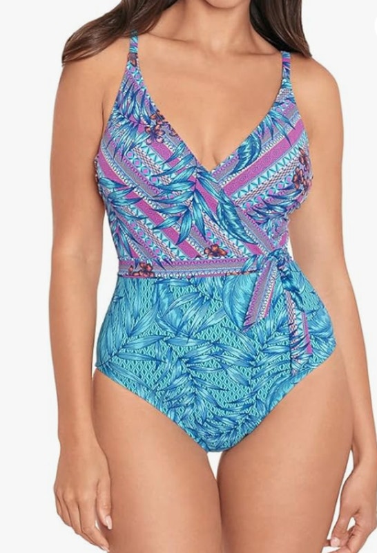 Skinny Dippers Mojito Kiss Kiss Wrap One Piece Swimsuit Medium Blue Malibu Nwt